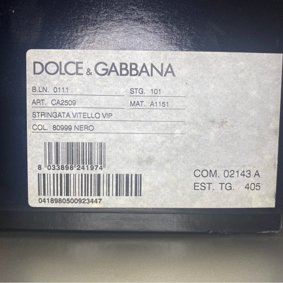 NIB Dolce & Gabbana Men’s Stringata Vitelo VIP Derby Leather Shoes - Size 6.5 - Picture 16 of 16